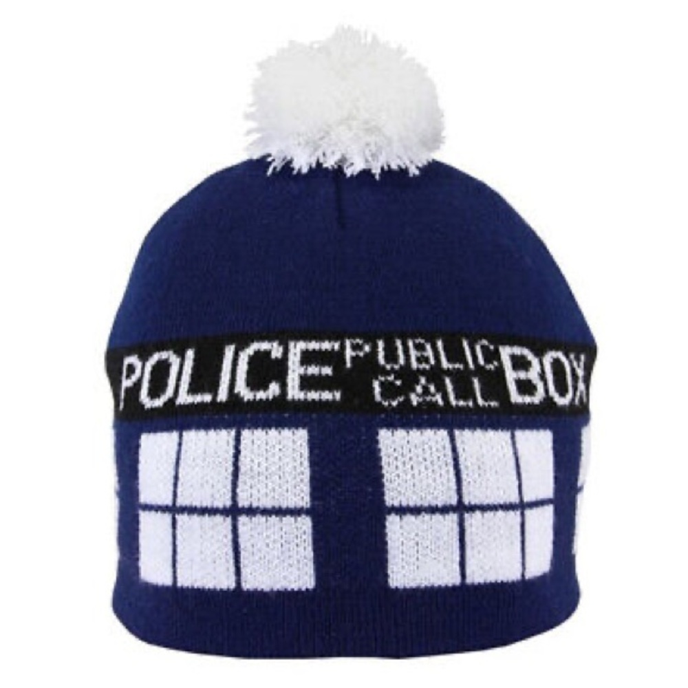 Doctor Who Tardis Knitted Pom Beanie Hat BBC LICENSED 
OS